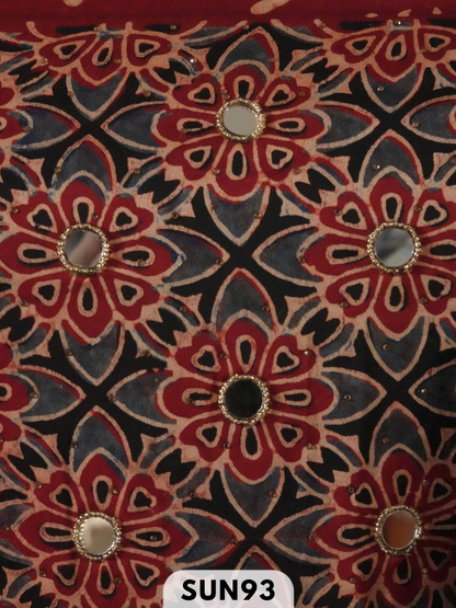 Modal Ajrakh Handblock mirror work 2 Pcs Suits