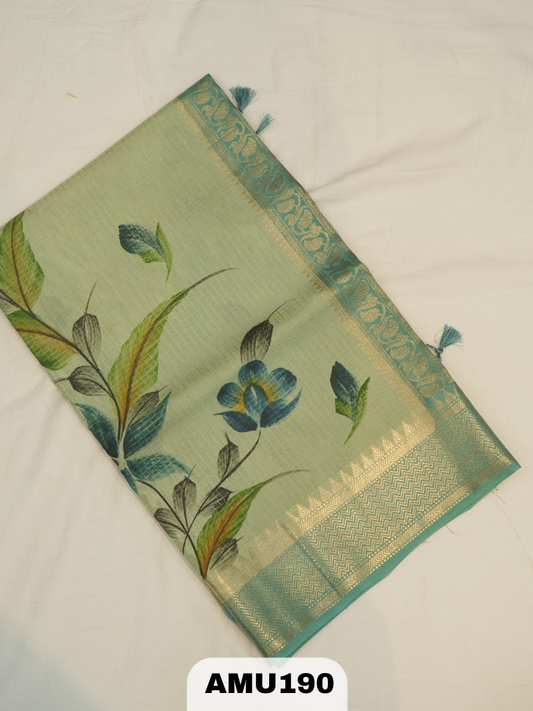 BANARAS RUSSIAN SILK SAREE WITH PRINTED