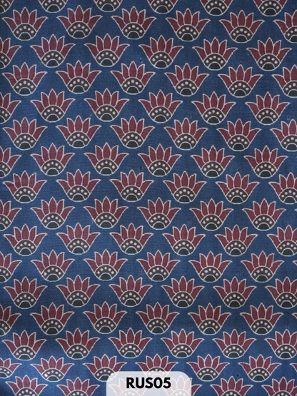 Dupion ajrakh fabric-1 mtr
