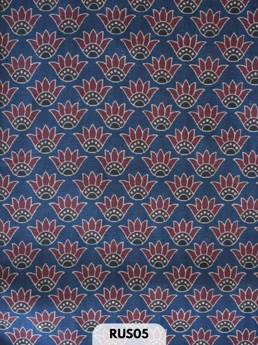 Dupion ajrakh fabric-1 mtr