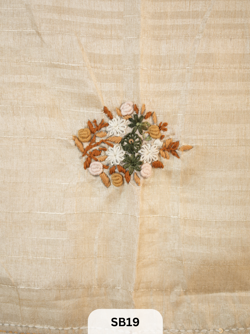 SEMI TUSSAR WITH HAND EMBROIDERY