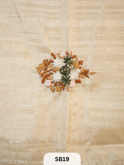 SEMI TUSSAR WITH HAND EMBROIDERY