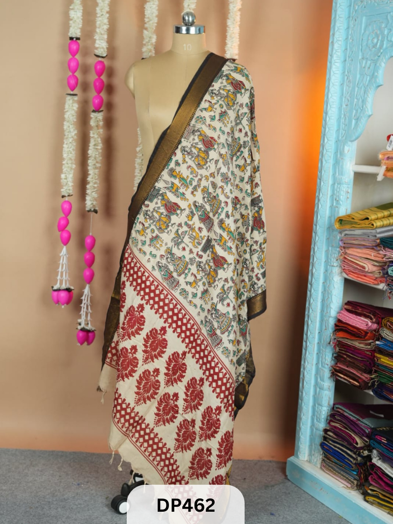 Chennuri silk dupatta with Nissam Mangalgiri border dupatta