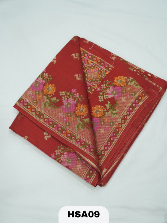 BANARAS RUSSIAN CROSS STICHED SILK SAREE