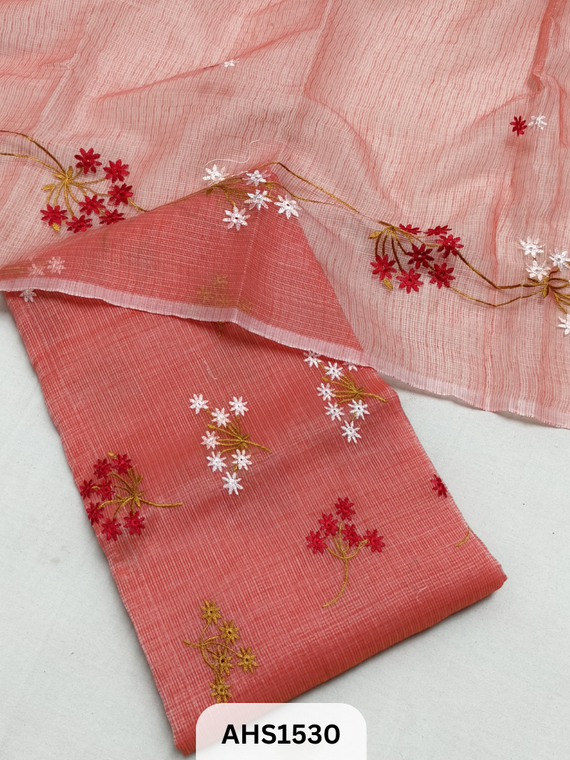 Kota Cotton Embroidery Work Dress Material