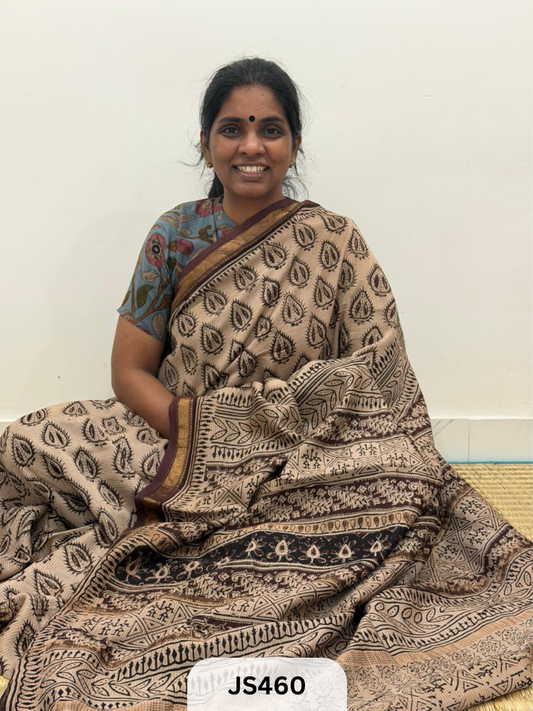 KALAMKARI X MAHESHWARI FUSION SAREE
