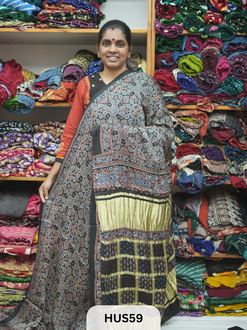 VISCOSE AJRAKH WITH GHARCHOLA PALLU