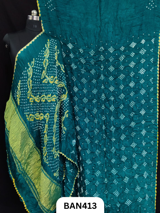 Semi Gaji Silk Tissue Pallu 9/16 Dani Saree With Edging