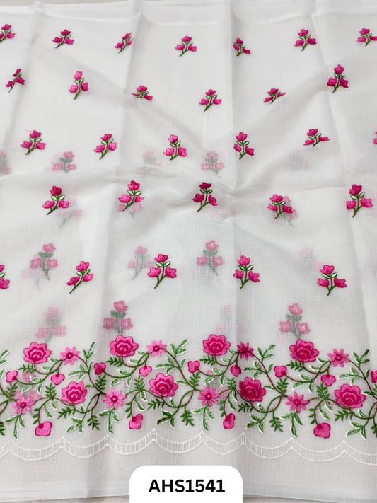 Kota Cotton Embroidery Work Saree With Blouse