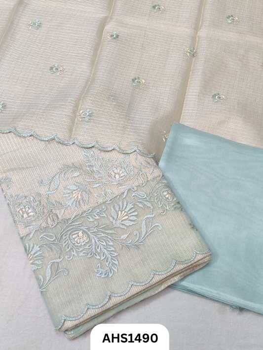 Applique Work Soft Silk Tissue Kota & Dupatta - Top 2.5Mtr & Dupatta 2.5Mtr