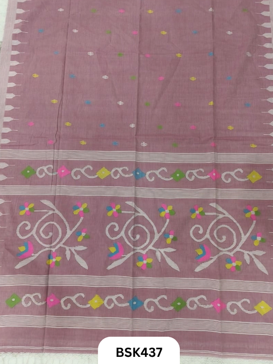 Handloom Pure Mul Cotton Needle Work Saree