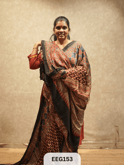 AJRAKH MODAL SAREE WITH MIRROR
