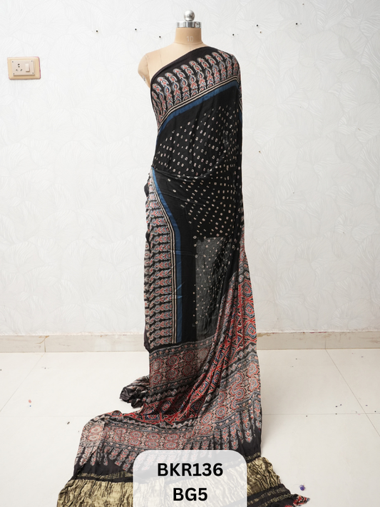 BANDHANI & AJRAKH MODAL SAREES | LAGDI PATTA