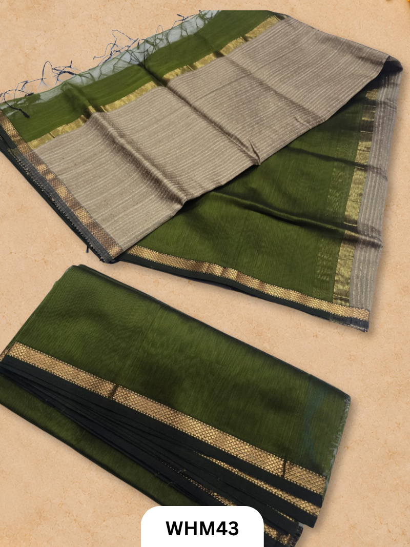 Pure Maheshwari handloom dress material kosa pallu 2 pcs
