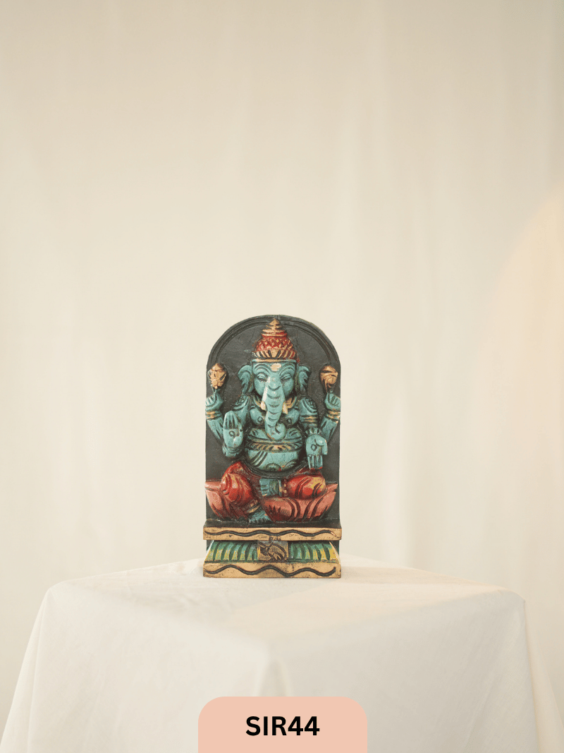 WOODEN LORD GANESHA STATUE - Height 9" INCH, WIDTH 5"INCH