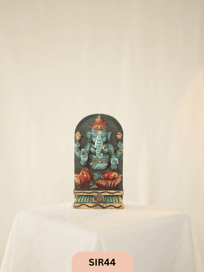 WOODEN LORD GANESHA STATUE - Height 9" INCH, WIDTH 5"INCH