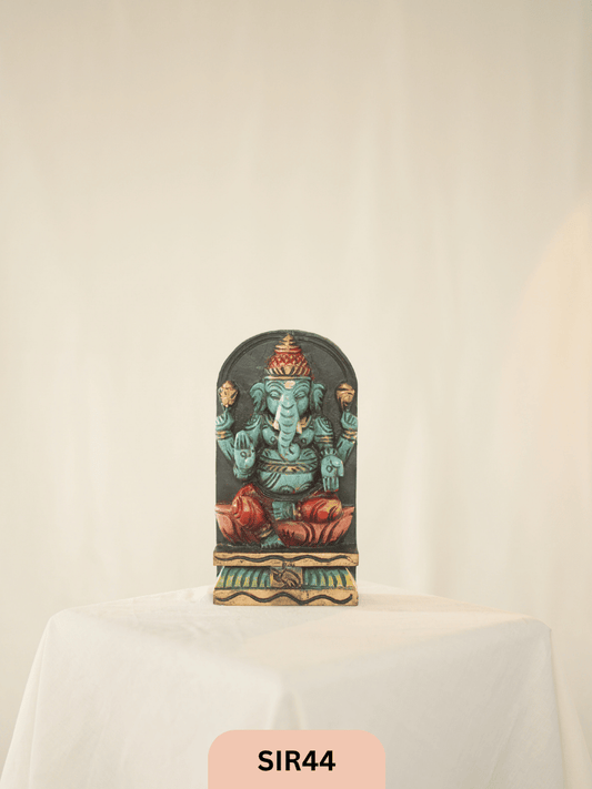 WOODEN LORD GANESHA STATUE - Height 9" INCH, WIDTH 5"INCH