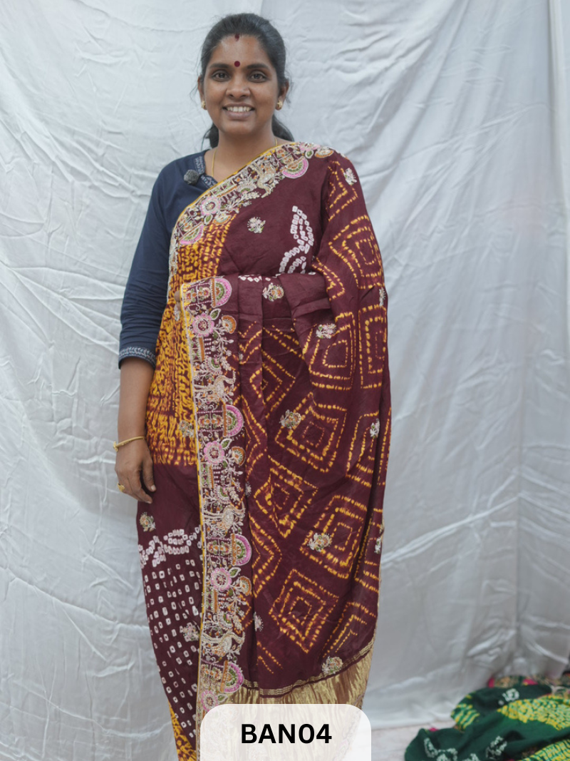 SHIBORI BANDHANI DESIGNER WORK SAREE