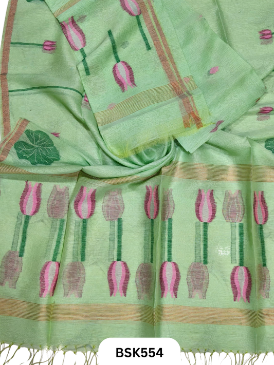 Premium Pure Handloom Linen Silk Salwar  Top 2.7 mtr  Duppata 2.5 mtr