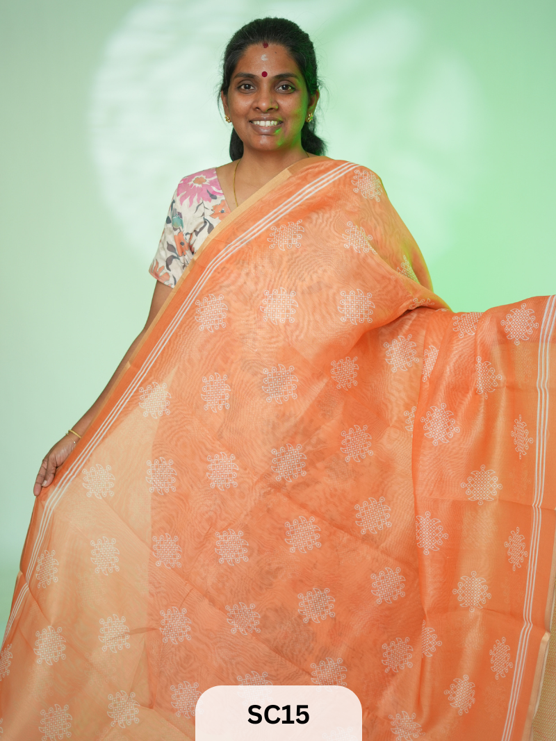 KOLLAM PRINT LINEN COTTON SAREE