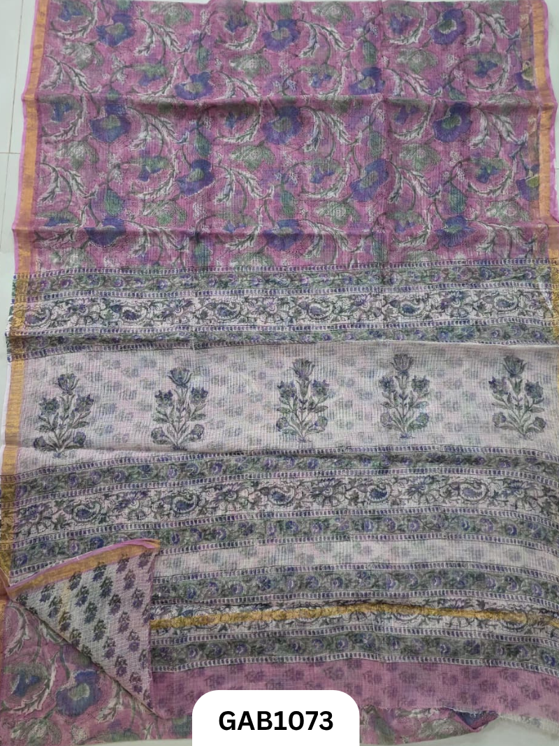 Bagru Handblock Print Kota Doria Saree
