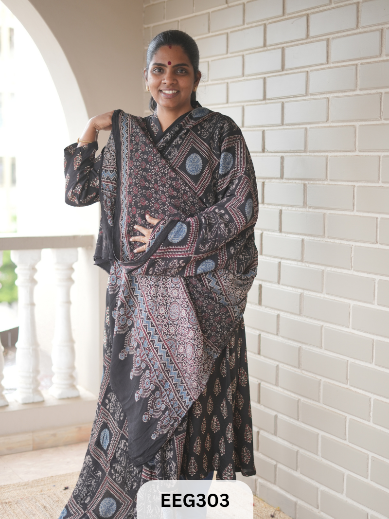 AJRAKH CHINON SAREE