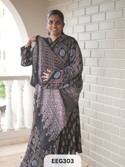 AJRAKH CHINON SAREE