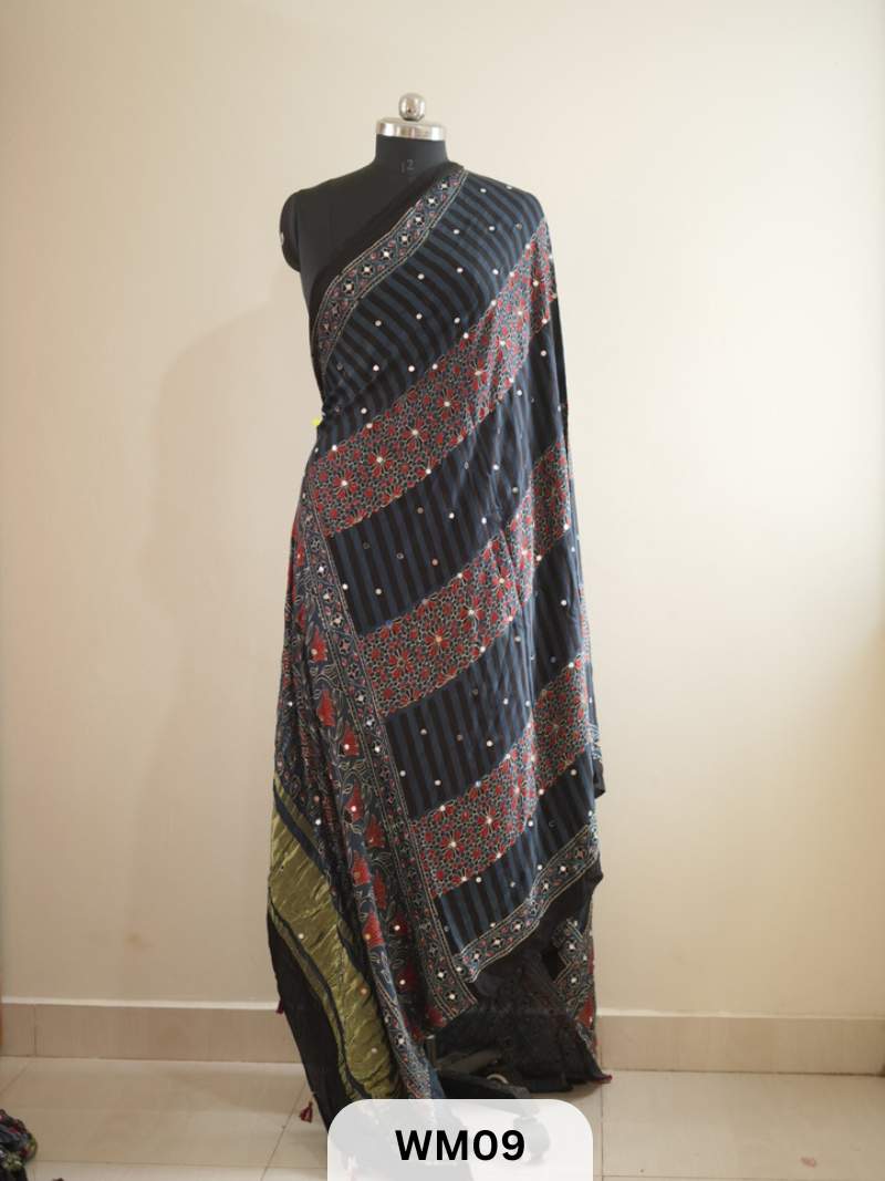 MODAL SILK WITH GLUED MIRROR LAGDI PATTA DUPPATTA