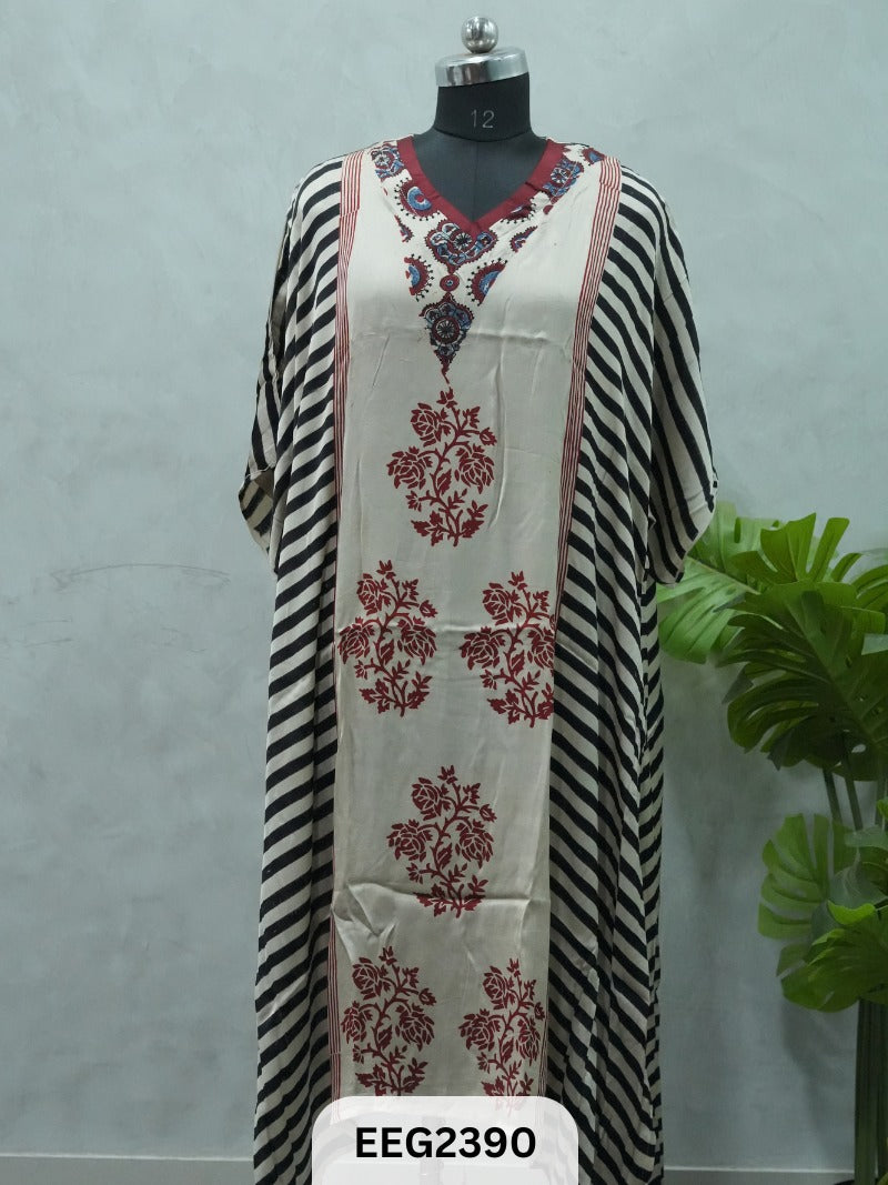 MODAL KHAFTAN WITH MIRROR WORK NECKLINE