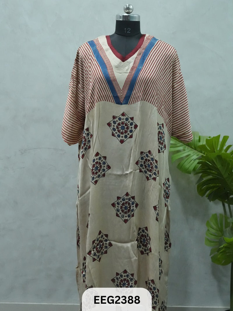 MODAL KHAFTAN WITH MIRROR WORK NECKLINE