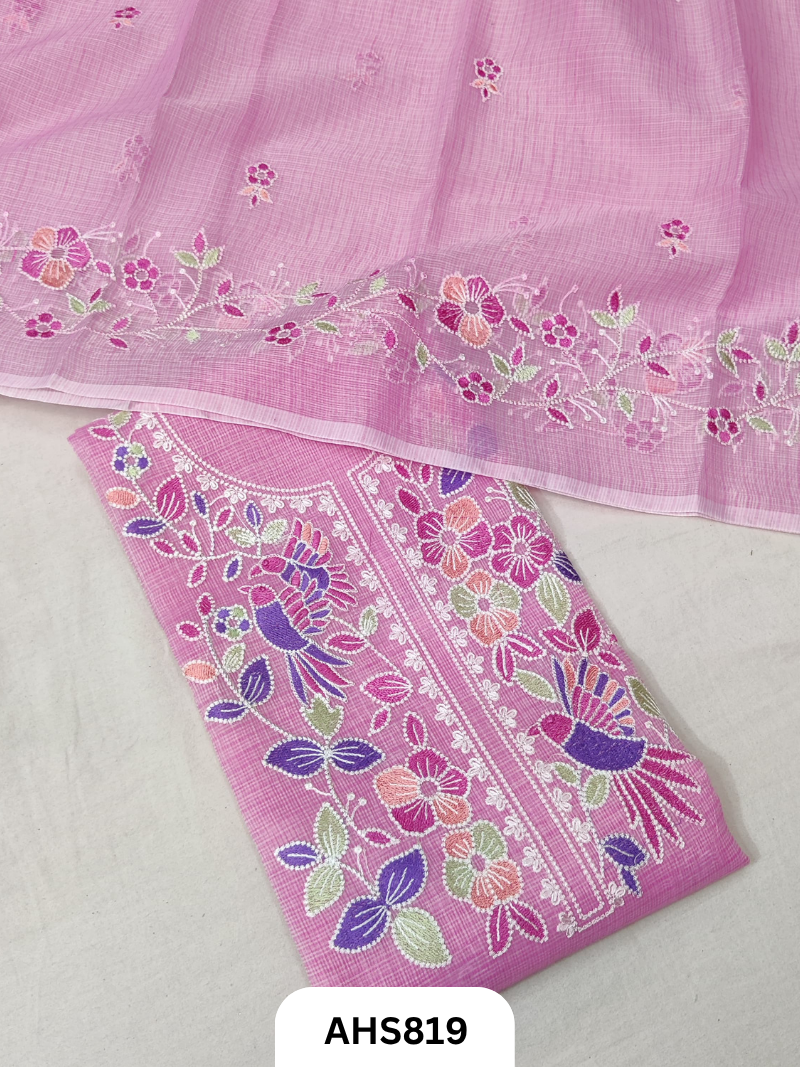 Kota Doria Premium Embroidery Work - Top and Duptta 2.5mtr