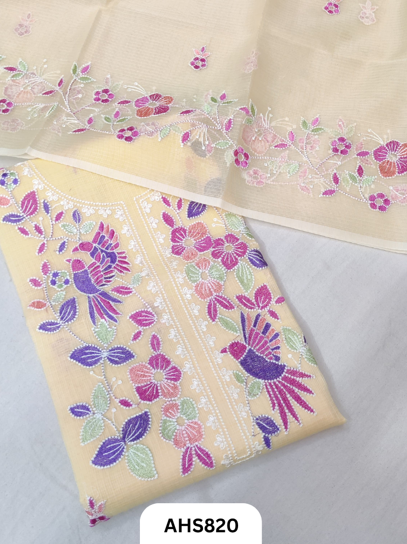 Kota Doria Premium Embroidery Work - Top and Duptta 2.5mtr