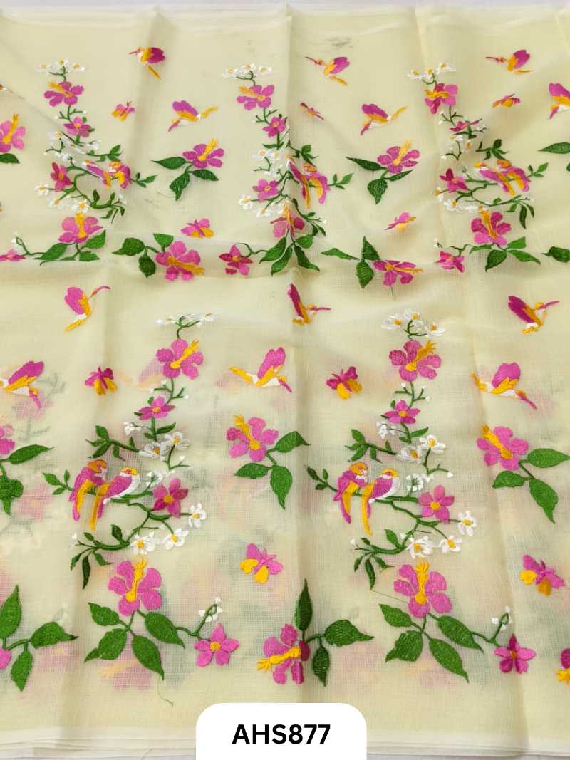 Cotton Kota Embroidery Work Saree