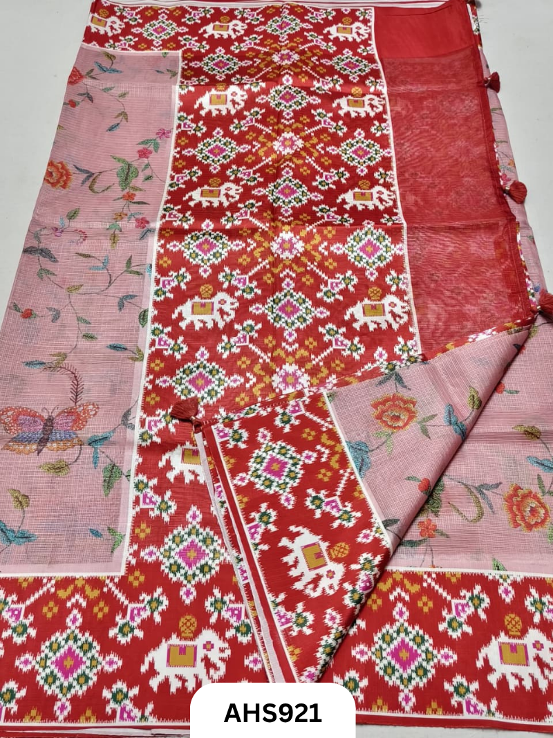 Soft Silk Kota Digital Print With Patola Border Pallu Saree