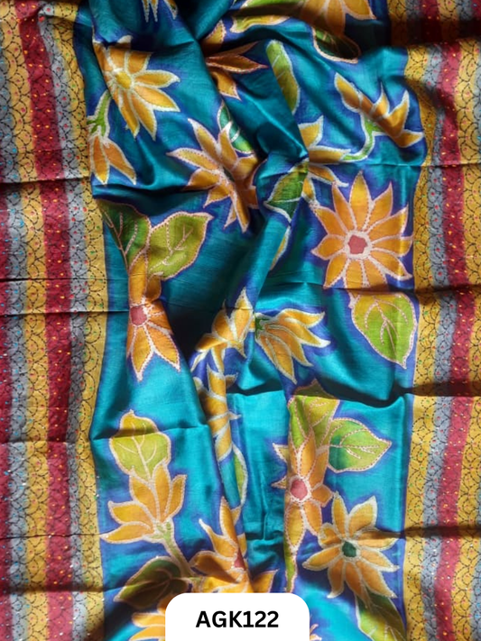 SPECIAL HANDBLOCK HEAVY KANTHA SAREE