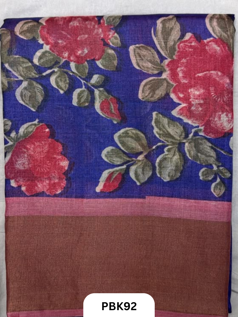 Premium Pure Tussar Silk Handblock Print Saree – Kolkata Special