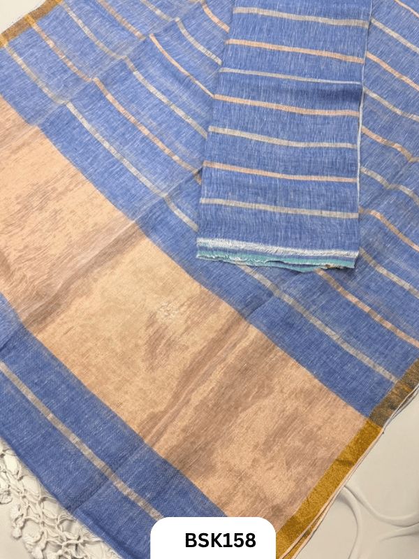 Pure Jayashree Premium Linen Salwar Suit 2pc  Tissue Pallu and Stripe Weaving