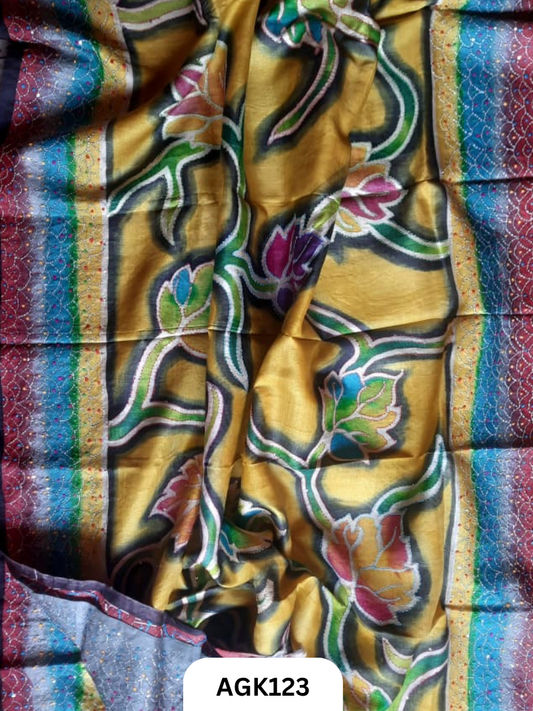 SPECIAL HANDBLOCK HEAVY KANTHA SAREE