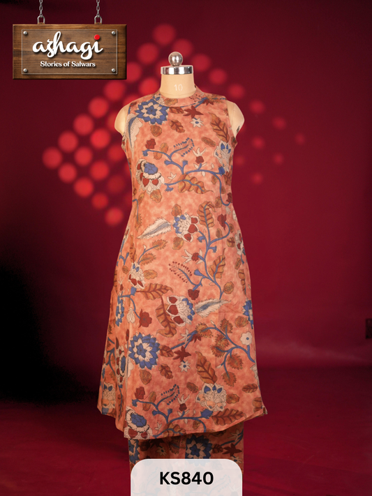MUSLIN COTTON PENKALAMKARI KURTI SET - READY TO DISPATCH