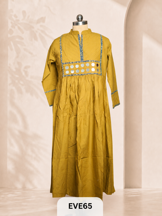 COTTON KURTI WITH MIRROR WORK
