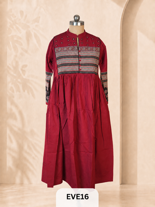 PURE COTTON KURTI WITH MIRROR WORK