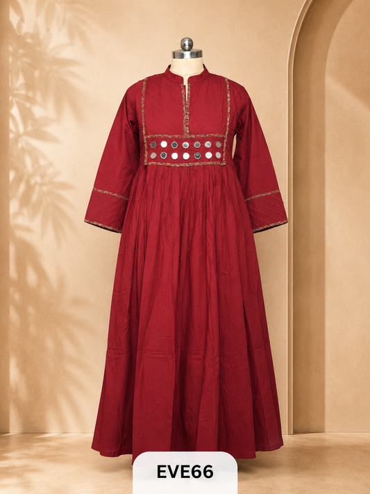 COTTON KURTI WITH MIRROR WORK