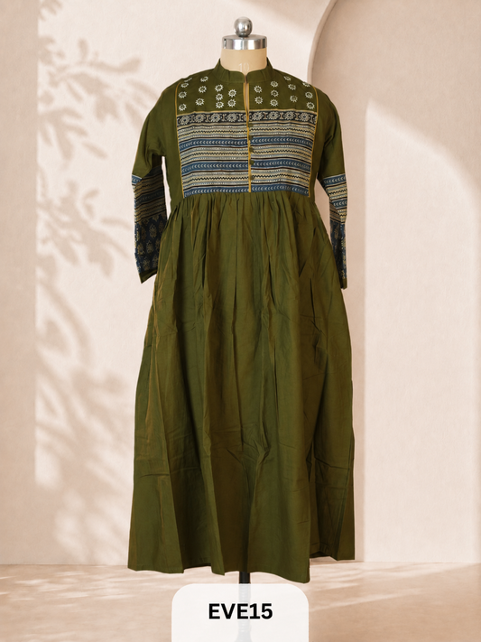 PURE COTTON KURTI WITH MIRROR WORK