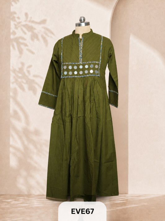 COTTON KURTI WITH MIRROR WORK