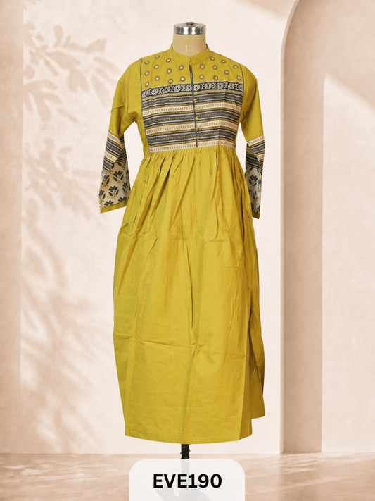 COTTON KURTI WITH MIRROR WORK