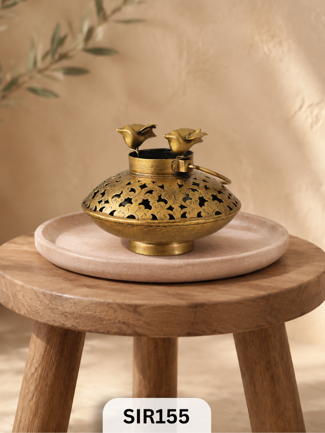 Twin Bird Incense Burner / Candle Holder | Brass Coated