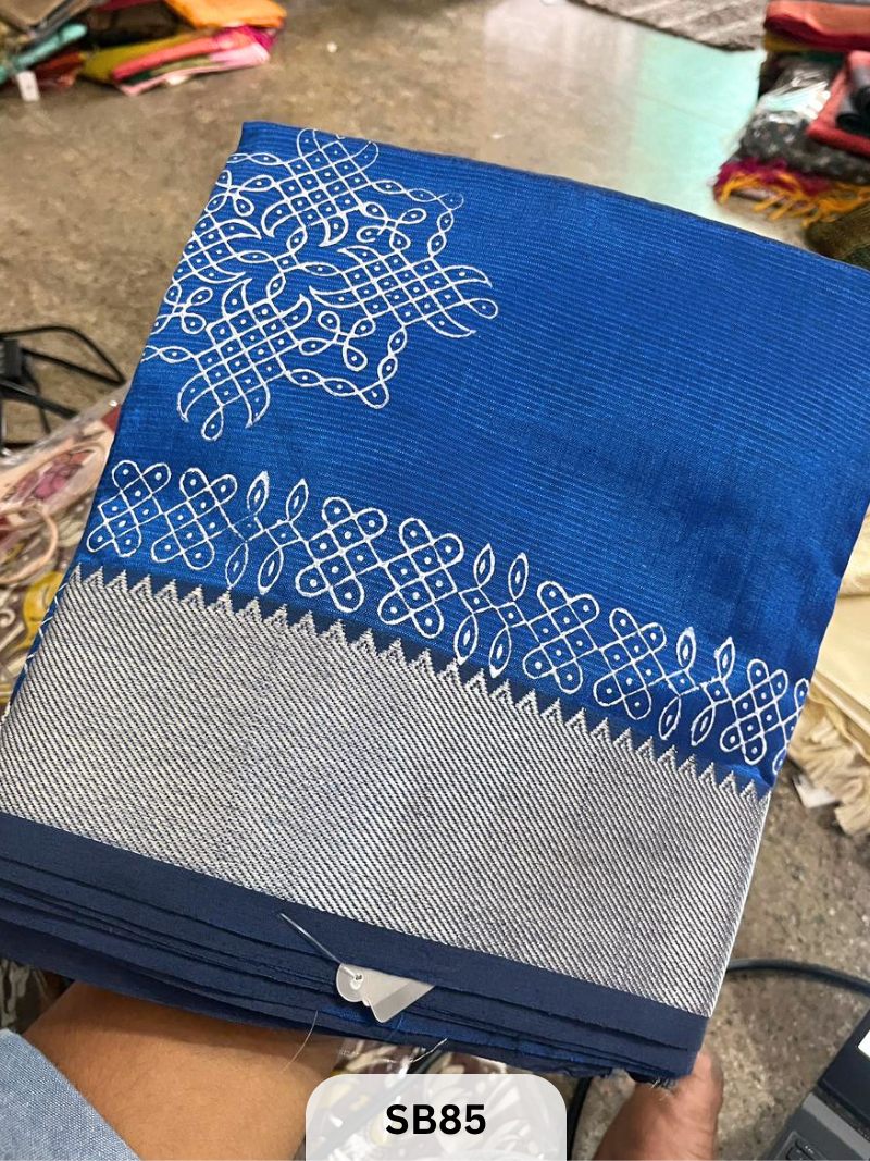 MANGALAGIRI SILK HANDBLOCK PRINTED SAREE-1