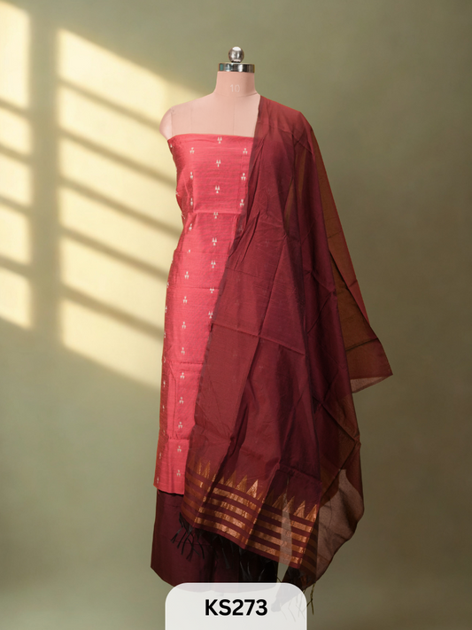 Dupion Silk 3-Piece Salwar Suit |Meroon | Wine red