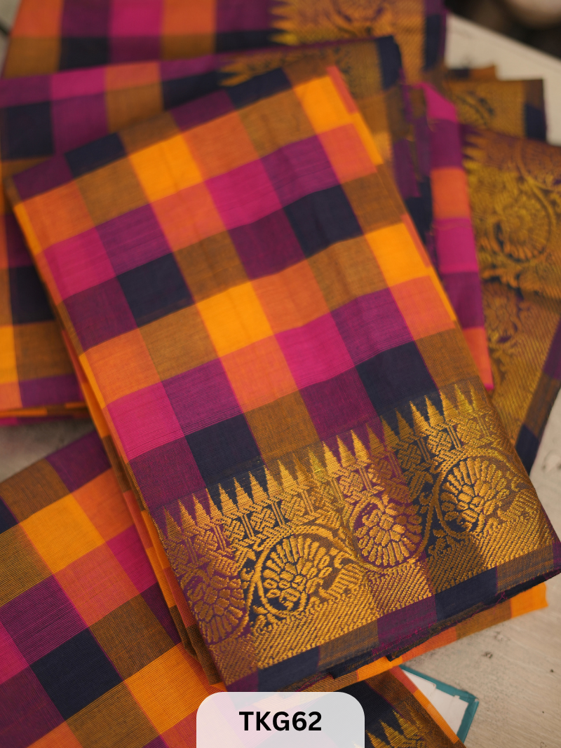 MULTI CHECKS KANDANGI BLOUSE - 1 MTR - CHENNAI KATTAM INSPRIED