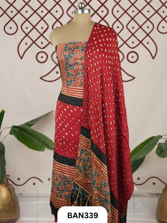 Modal Bandhini 3pcs Salwar Suit With Lagdi Patta Dupatta
